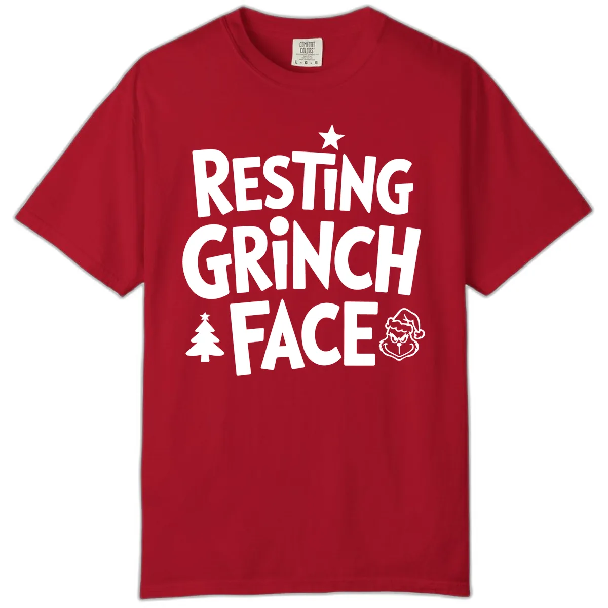 Resting Grinch Face Typography Comfort Color in Red