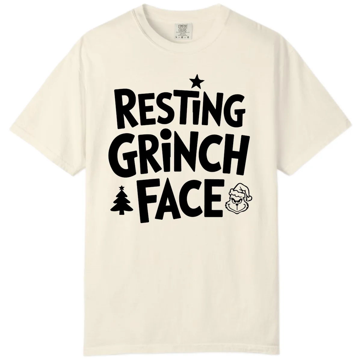 Resting Grinch Face Typography Comfort Color in Ivory