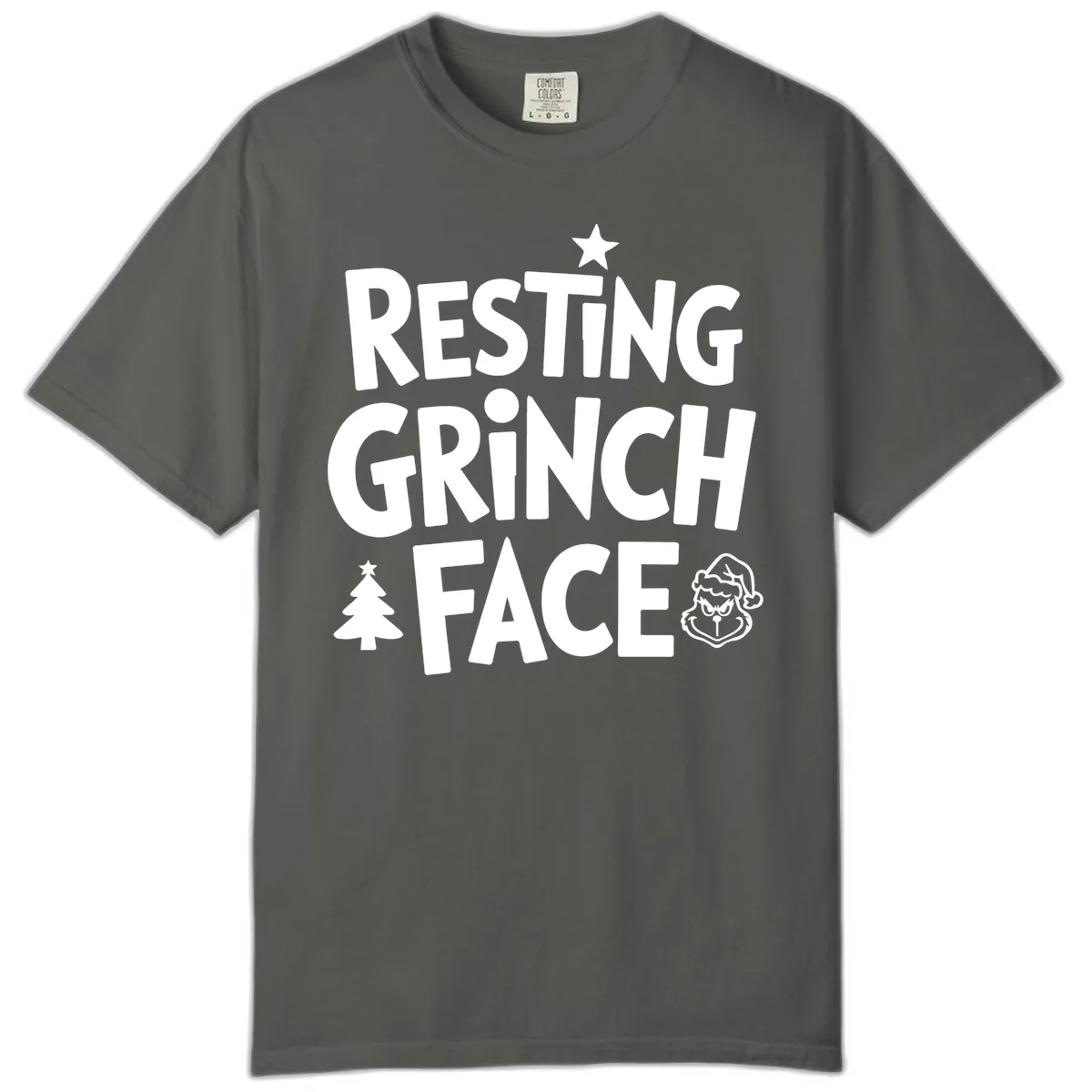 Resting Grinch Face Typography Comfort Color in Pepper