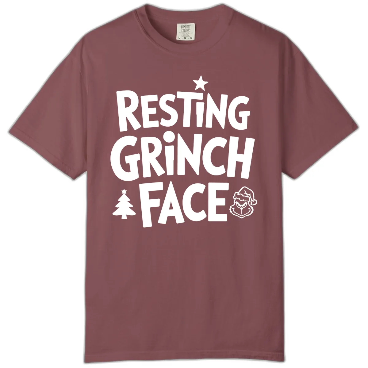 Resting Grinch Face Typography Comfort Color in Brick