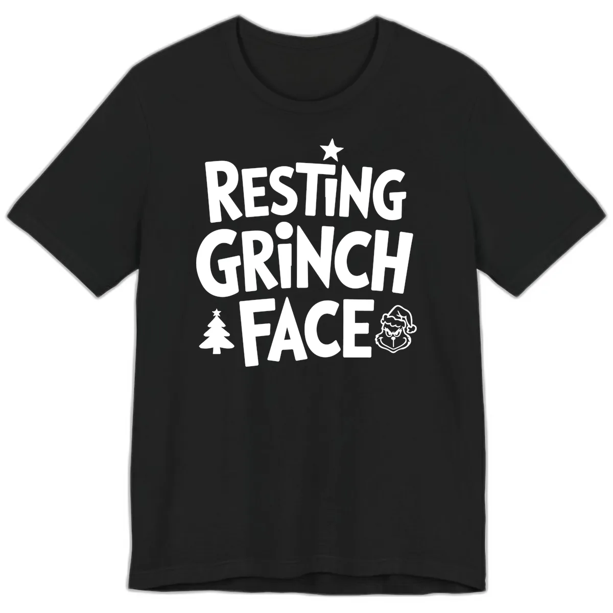 Resting Grinch Face Typography Premium T-Shirt in Black