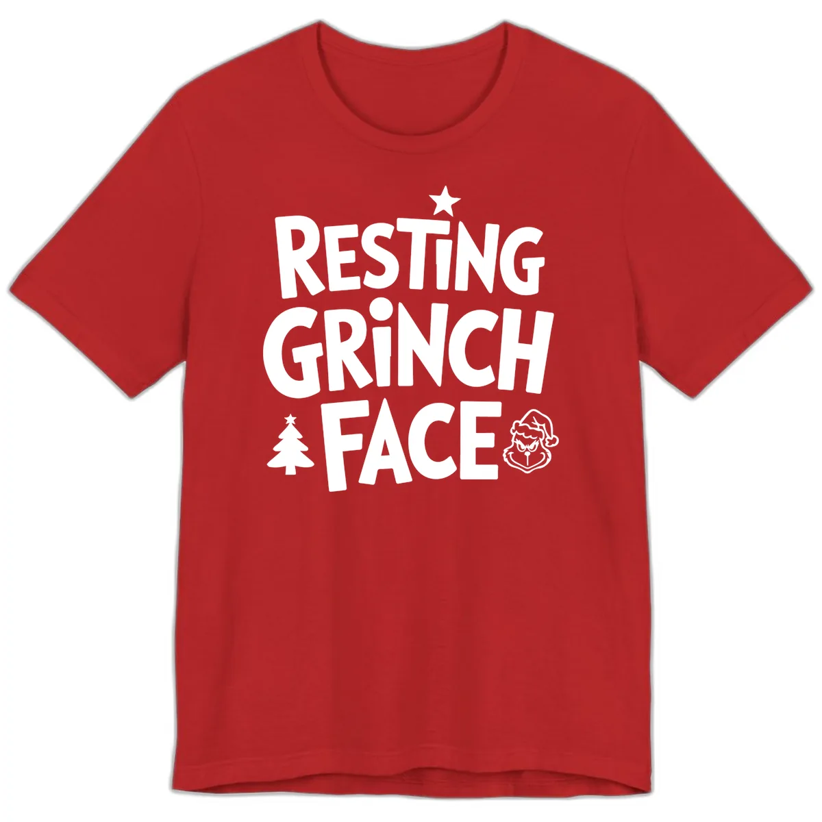 Resting Grinch Face Typography Premium T-Shirt in Red