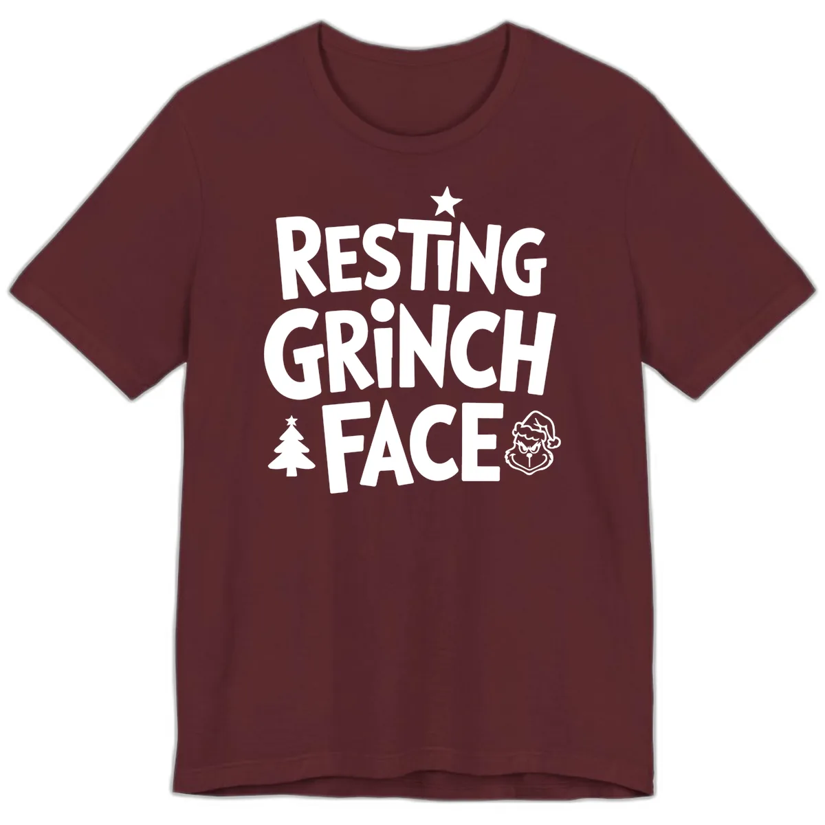 Resting Grinch Face Typography Premium T-Shirt in Maroon