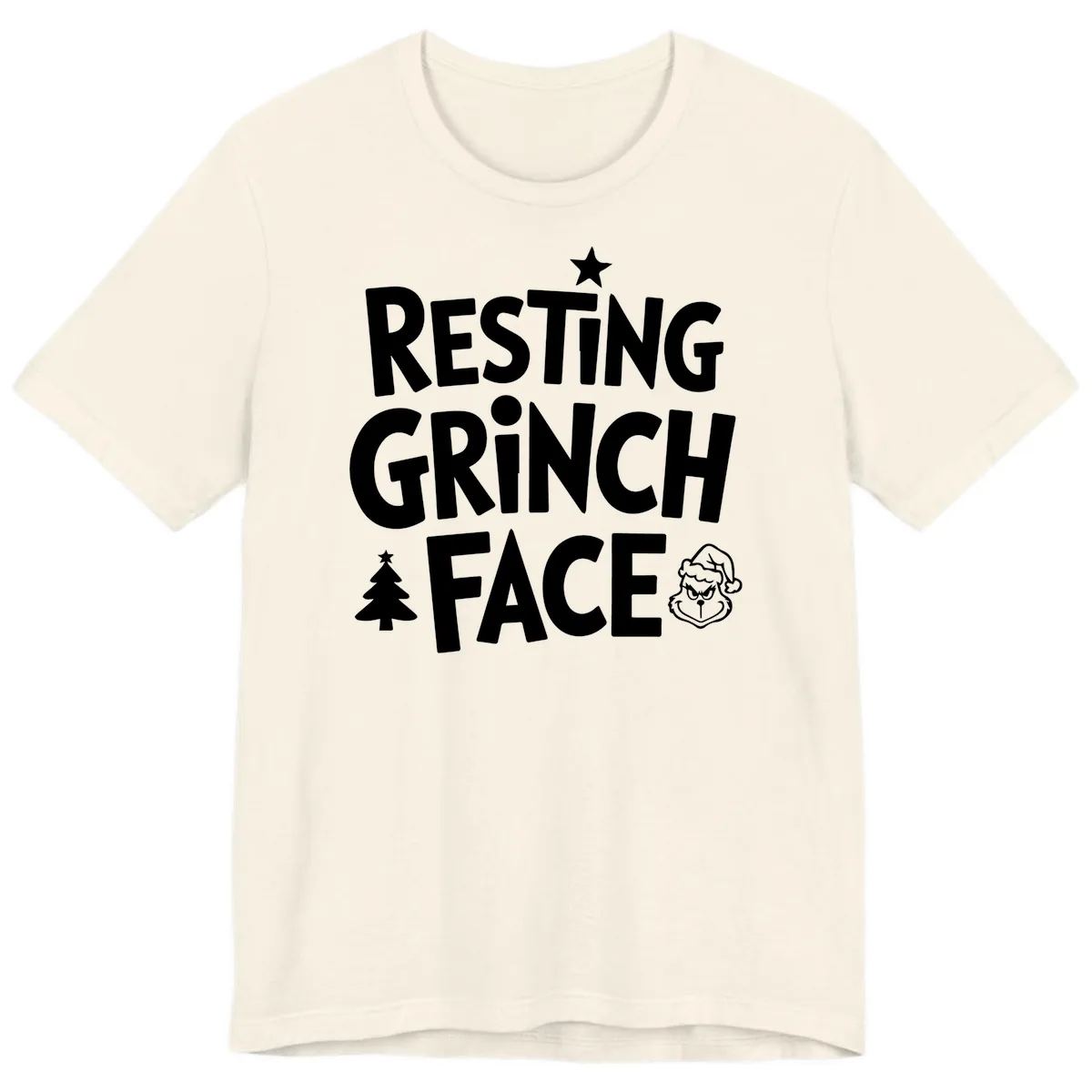 Resting Grinch Face Typography Premium T-Shirt in Natural