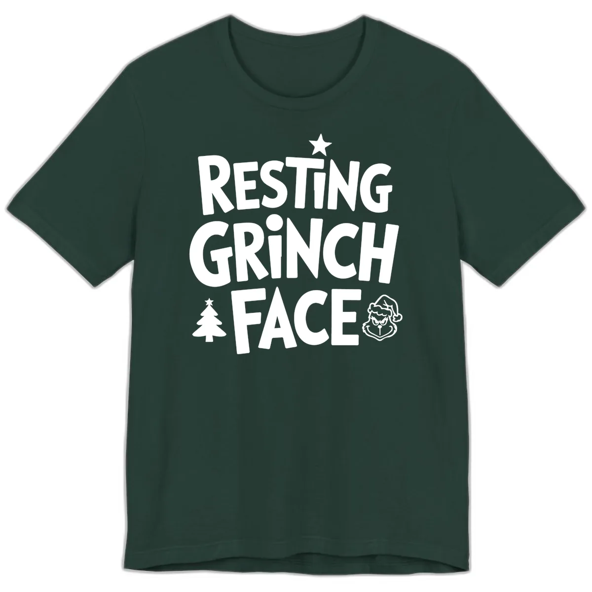 Resting Grinch Face Typography Premium T-Shirt in Forest