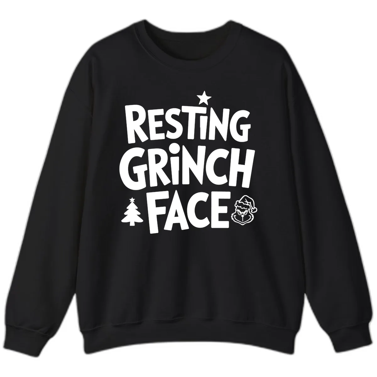 Resting Grinch Face Typography Sweatshirt in Black
