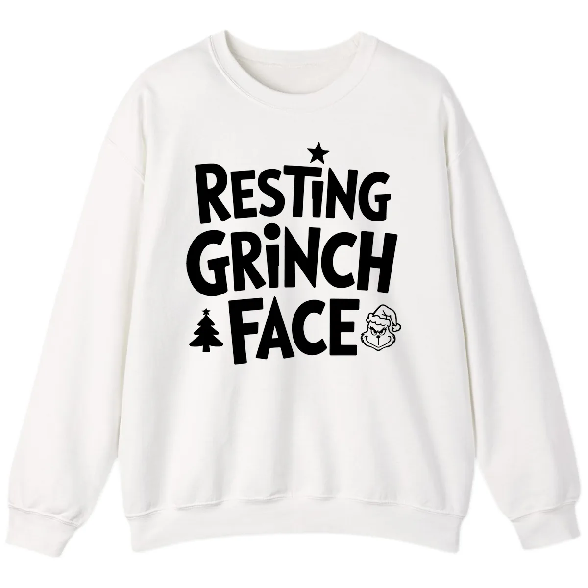 Resting Grinch Face Typography Sweatshirt in White