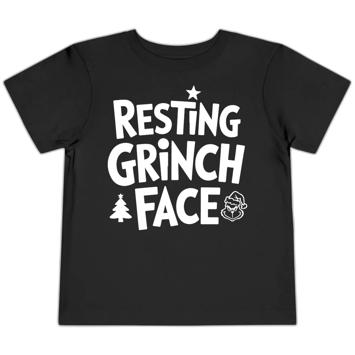 Resting Grinch Face Typography Toddler T-Shirt in Black