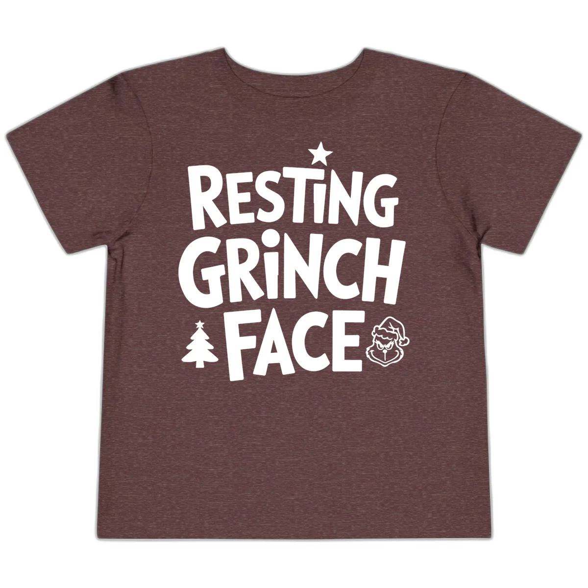 Resting Grinch Face Typography Toddler T-Shirt in Heather Maroon