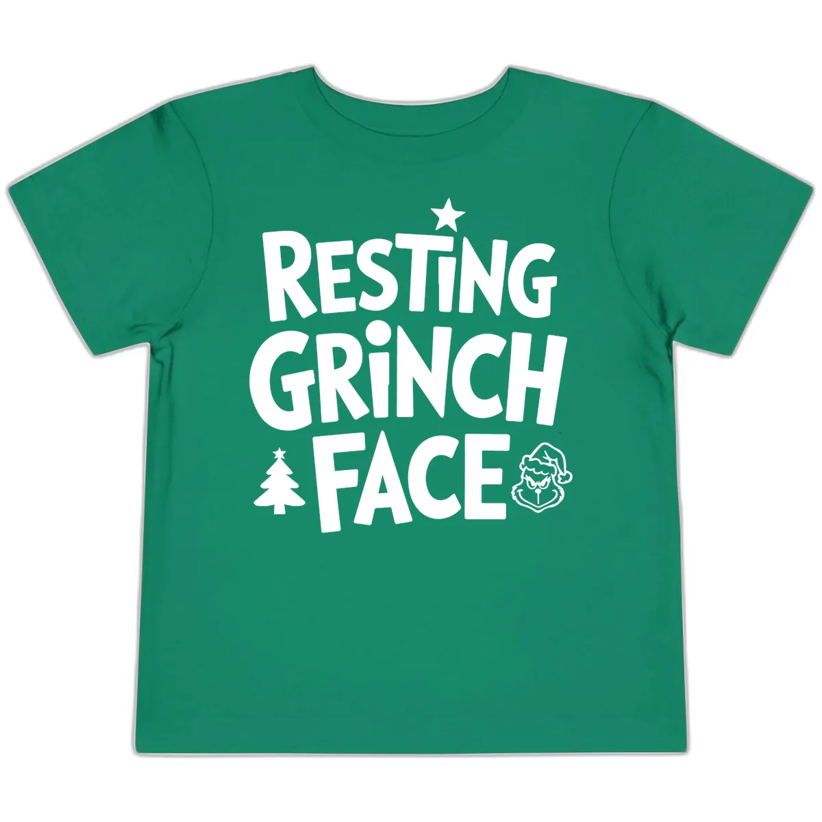 Resting Grinch Face Typography Toddler T-Shirt in Kelly