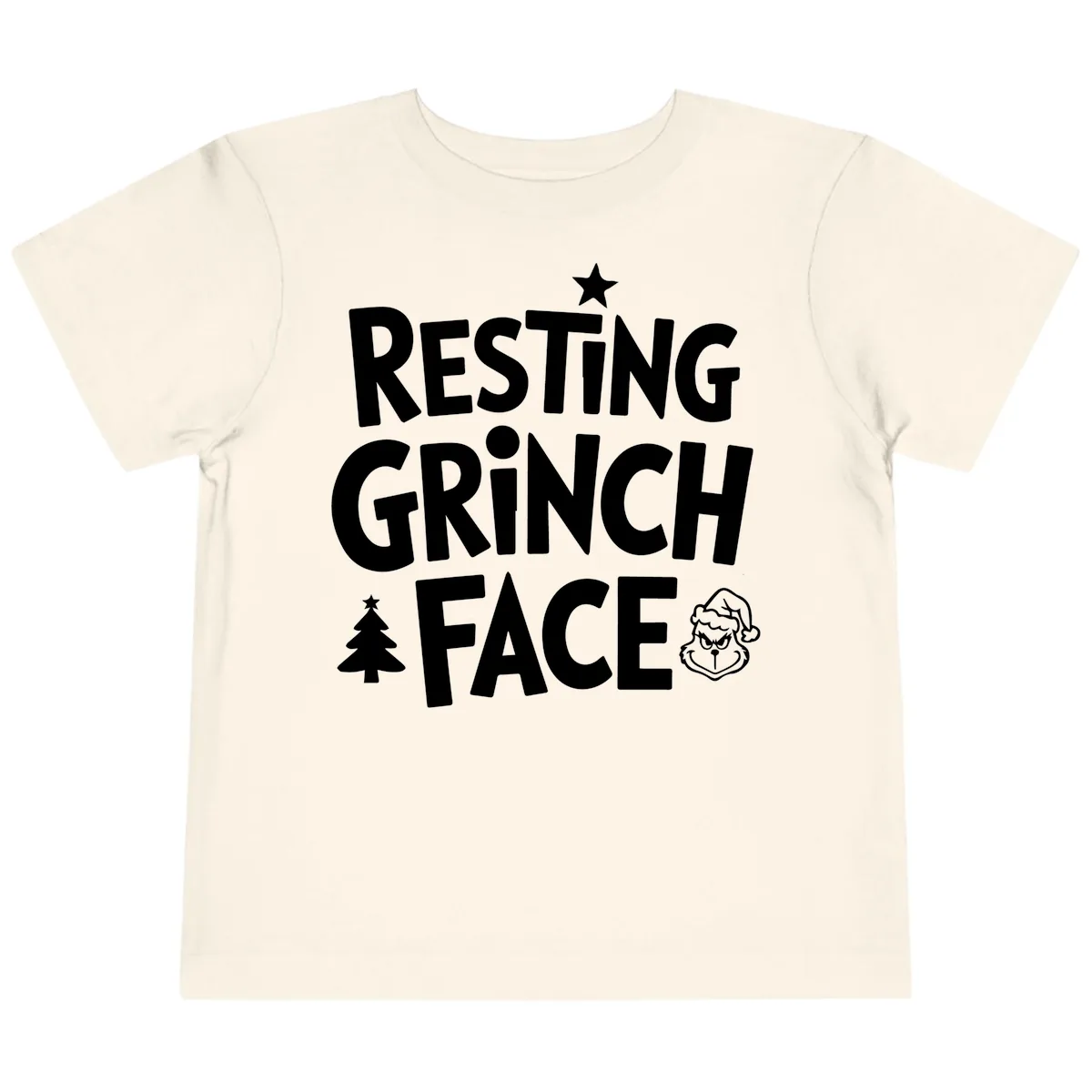 Resting Grinch Face Typography Toddler T-Shirt in Natural