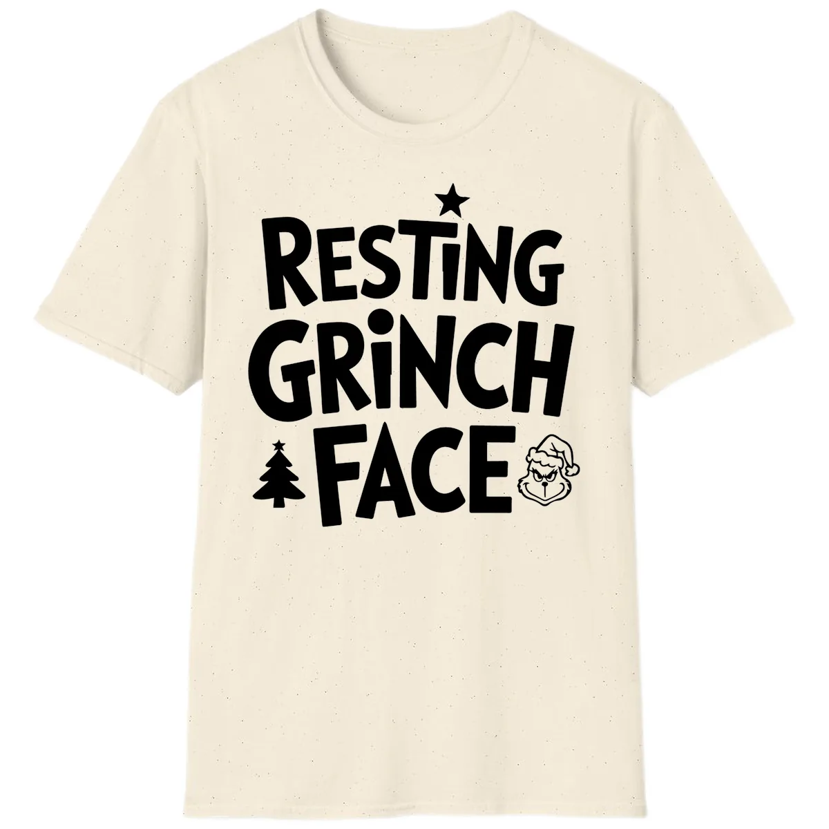 Resting Grinch Face Typography T-Shirt in Natural