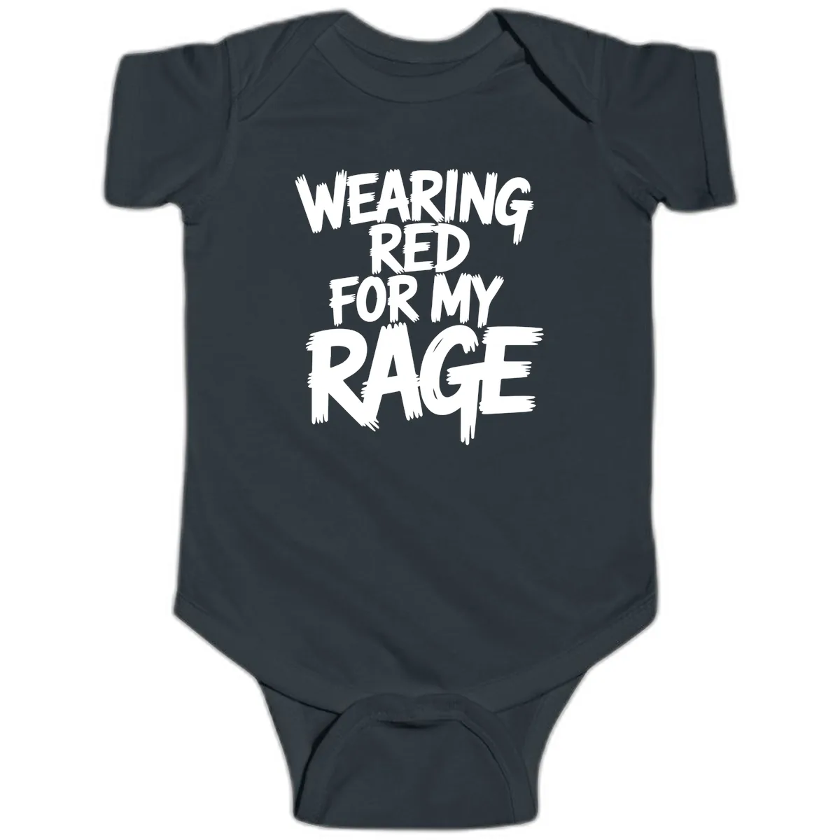 Wearing Red For My Rage Typography Baby Onesie in Black