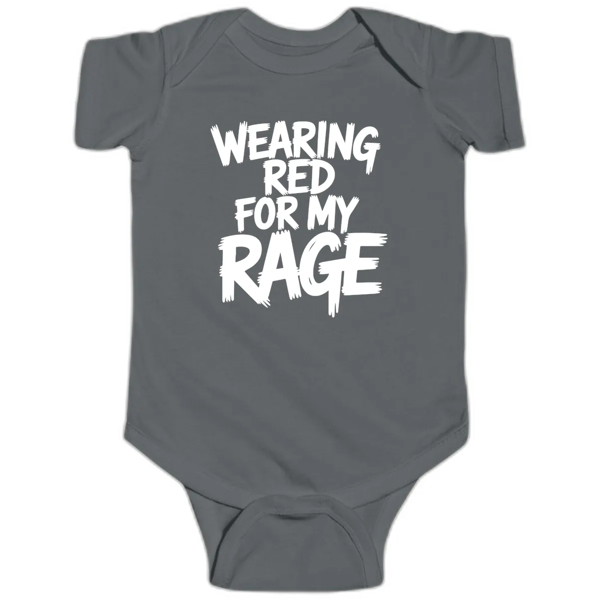 Wearing Red For My Rage Typography Baby Onesie in Charcoal