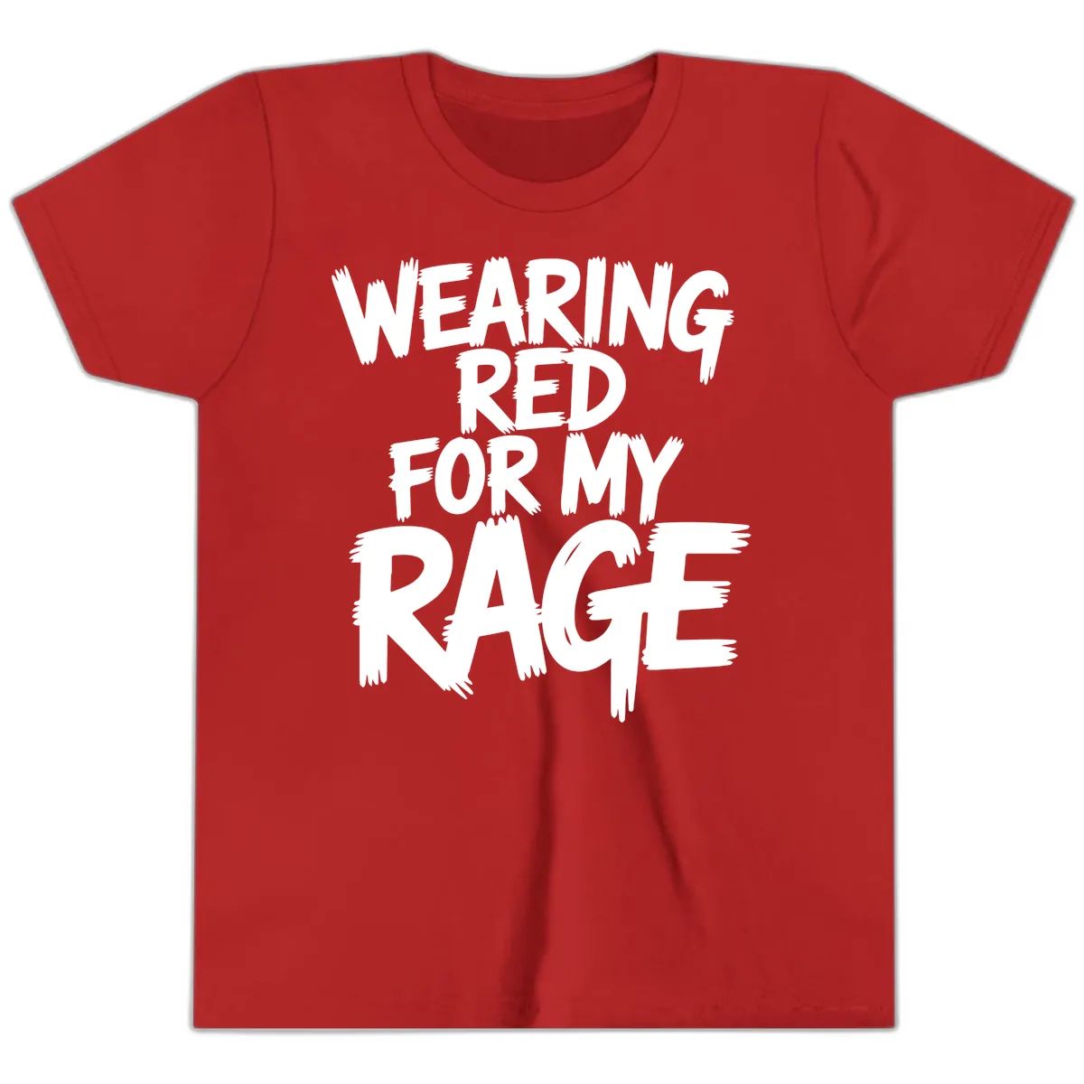 Wearing Red For My Rage Typography Youth T-Shirt in Red
