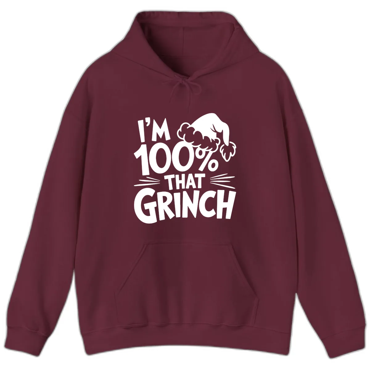 I'm 100% That Grinch Design Hoodie in Maroon