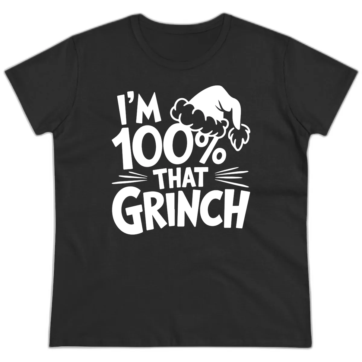 I'm 100% That Grinch Design Ladies Tee in Black