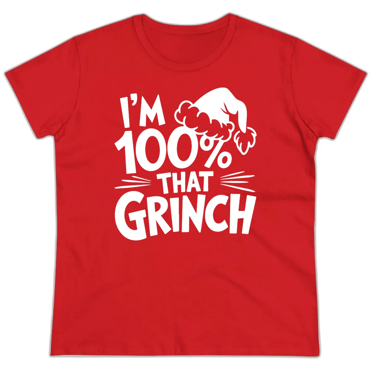 I'm 100% That Grinch Design Ladies Tee in Red