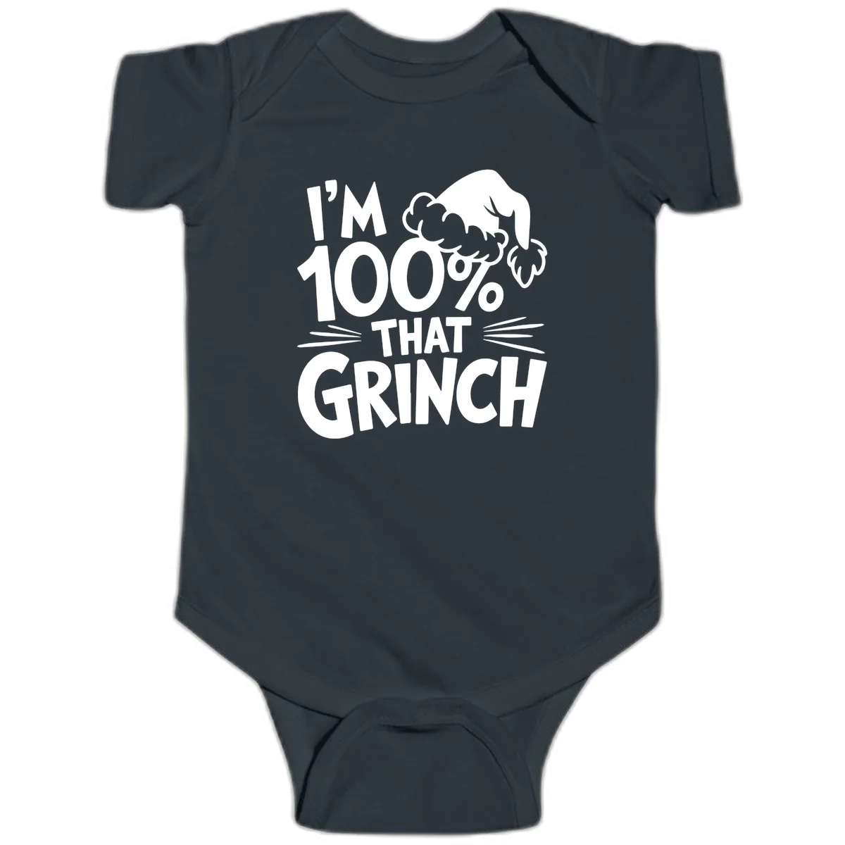 I'm 100% That Grinch Design Baby Onesie in Black