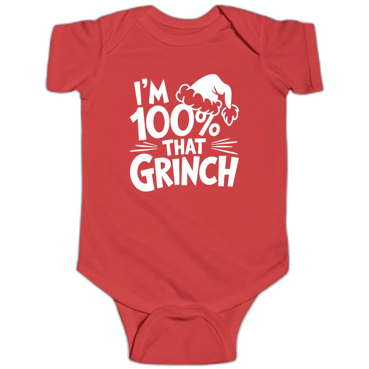 I'm 100% That Grinch Design Baby Onesie in Red