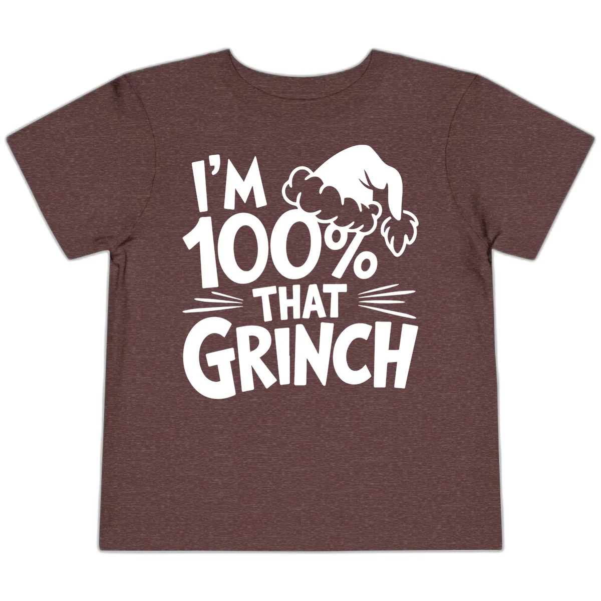 I'm 100% That Grinch Design Toddler T-Shirt in Heather Maroon