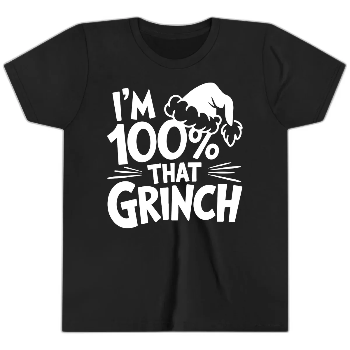 I'm 100% That Grinch Design Youth T-Shirt in Black
