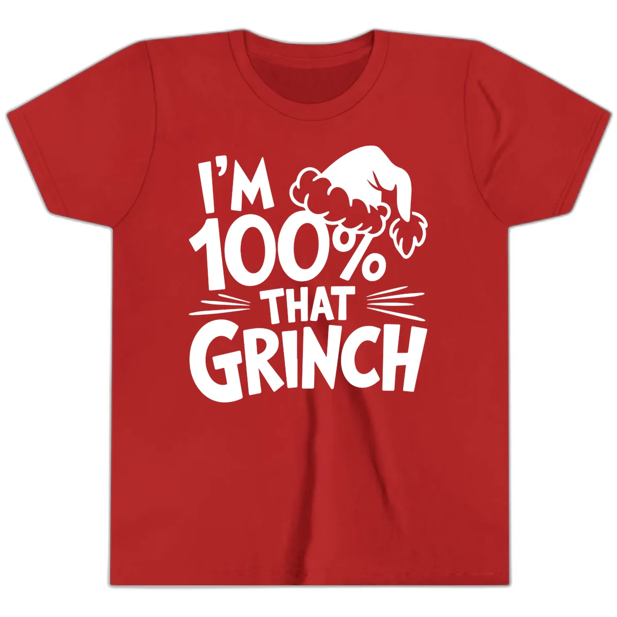 I'm 100% That Grinch Design Youth T-Shirt in Red