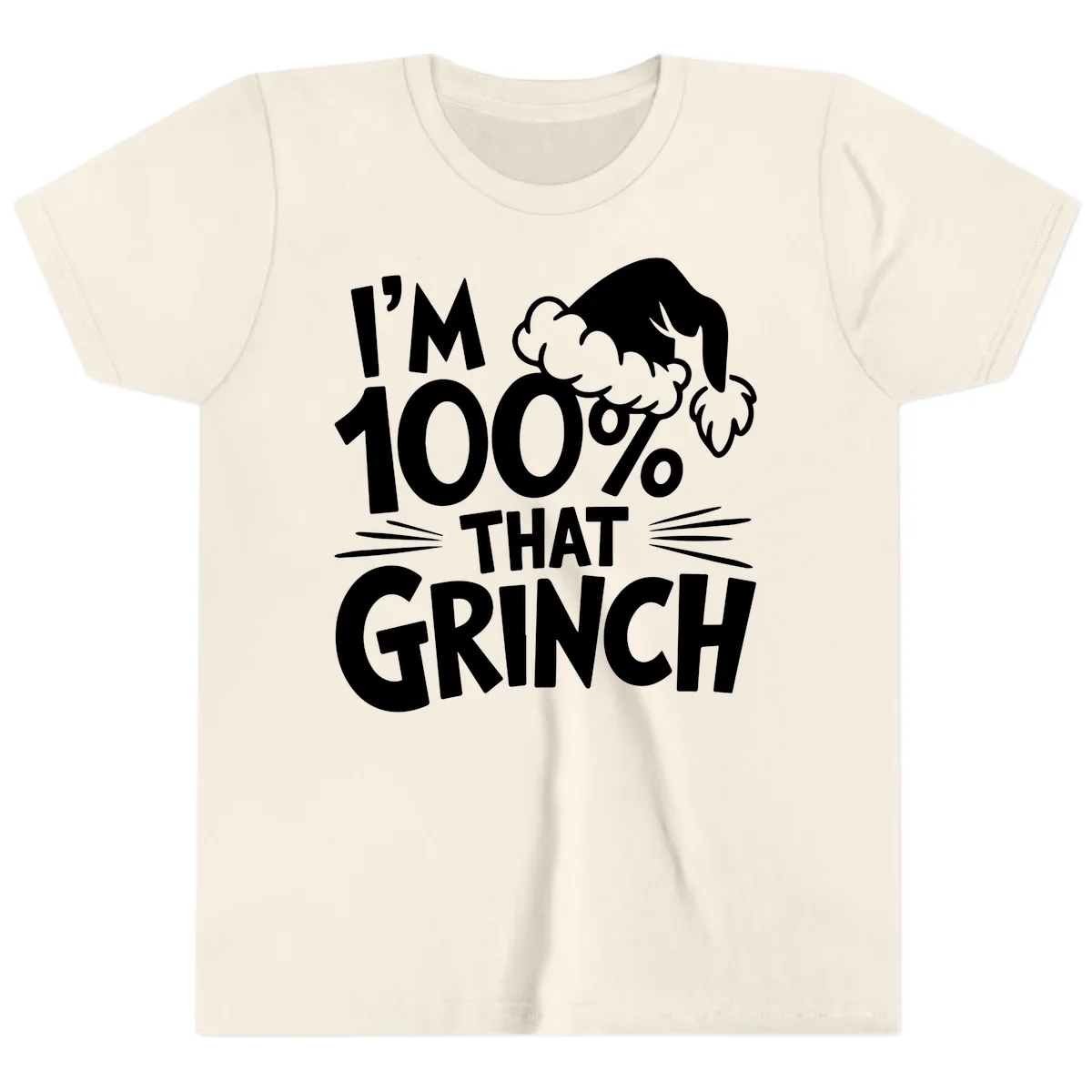 I'm 100% That Grinch Design Youth T-Shirt in Natural