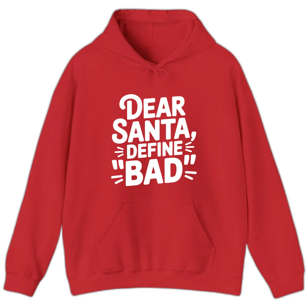 Dear Santa Define Bad Typography Hoodie in Red