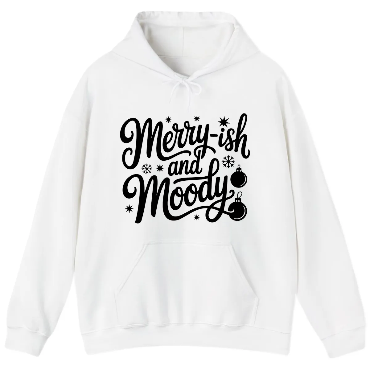 Merry-ish and Moody Christmas Hoodie in White