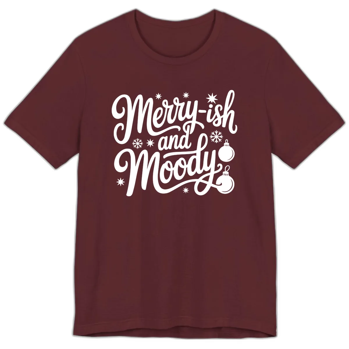 Merry-ish and Moody Christmas Premium T-Shirt in Maroon
