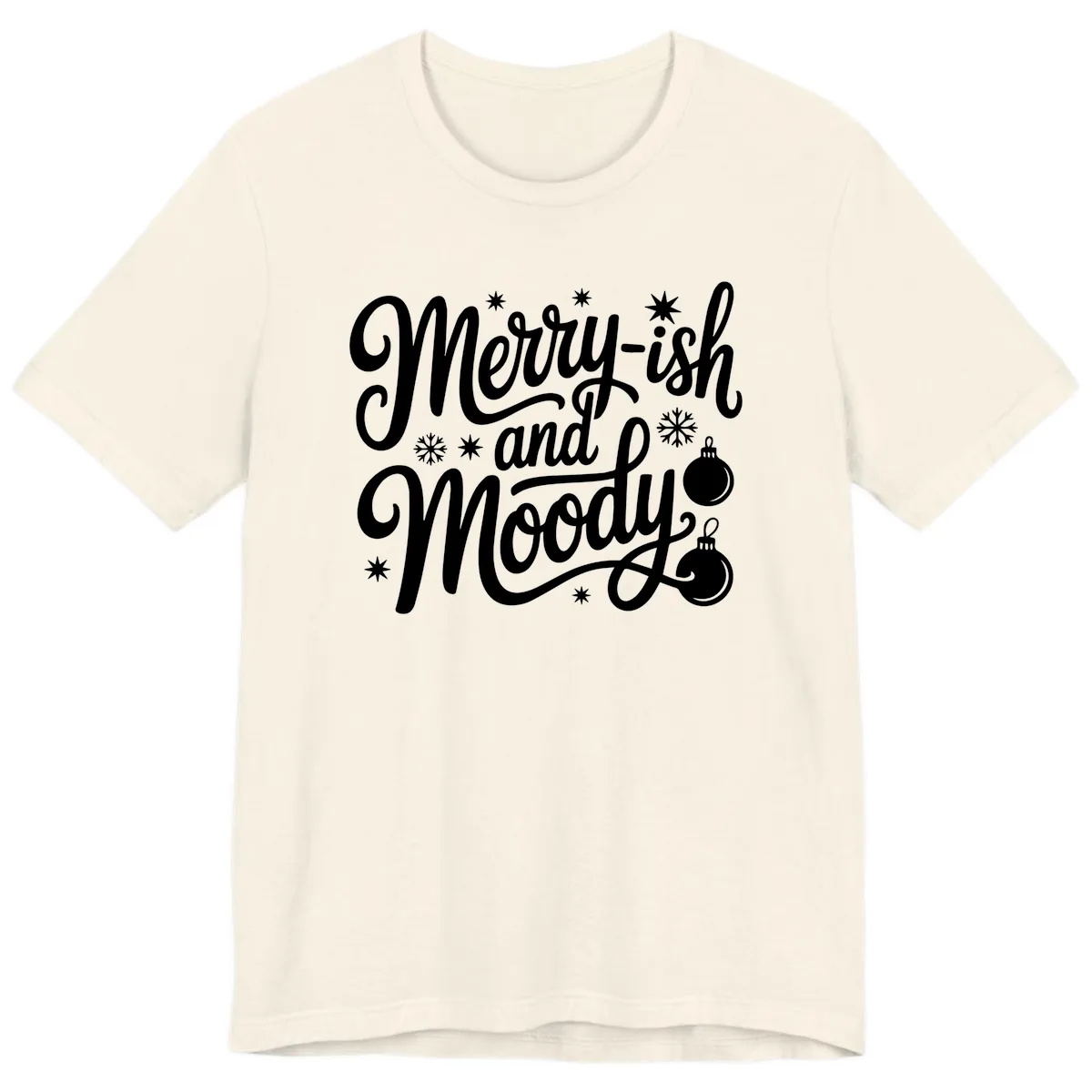 Merry-ish and Moody Christmas Premium T-Shirt in Natural