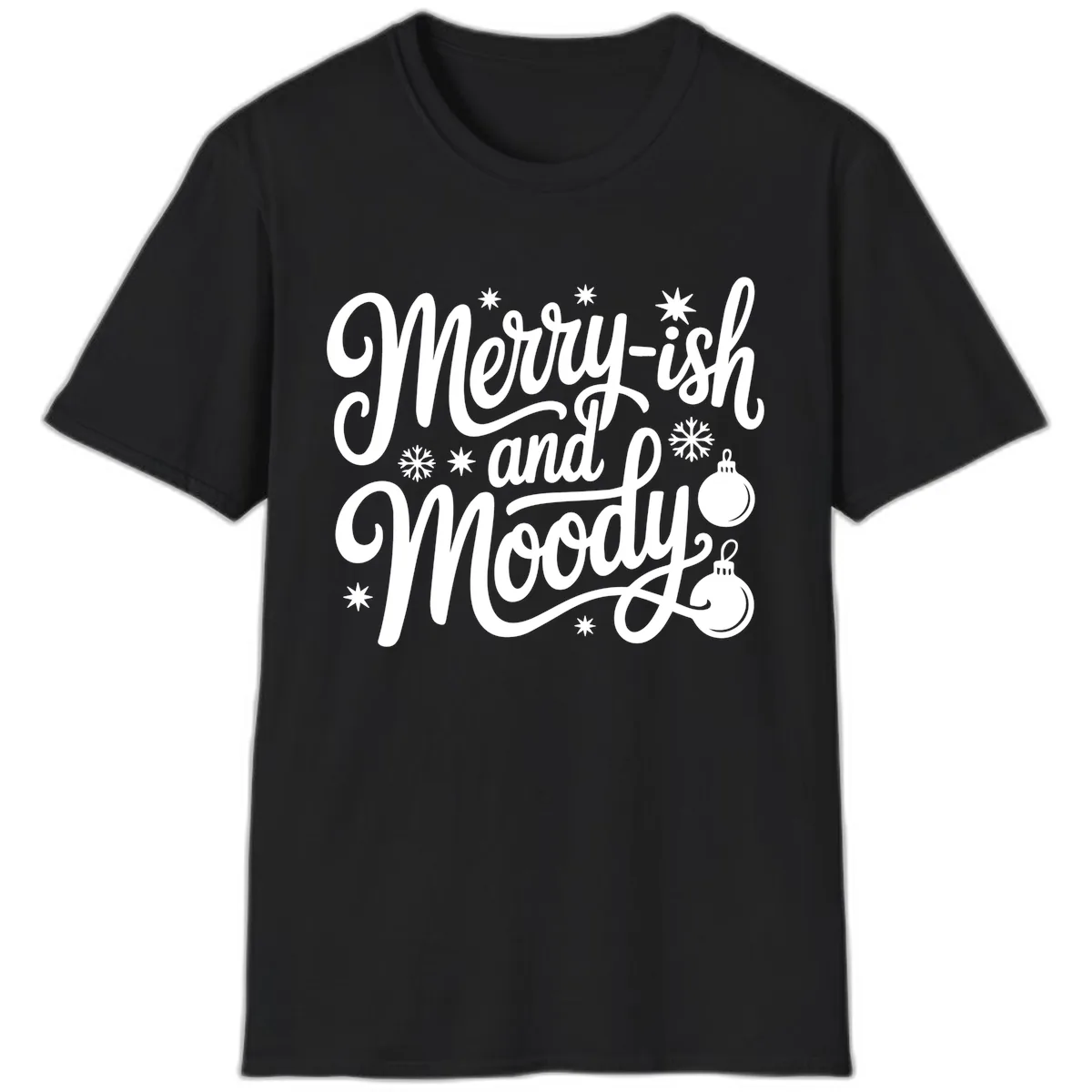 Merry-ish and Moody Christmas T-Shirt in Black