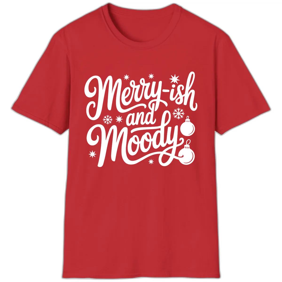 Merry-ish and Moody Christmas T-Shirt in Red
