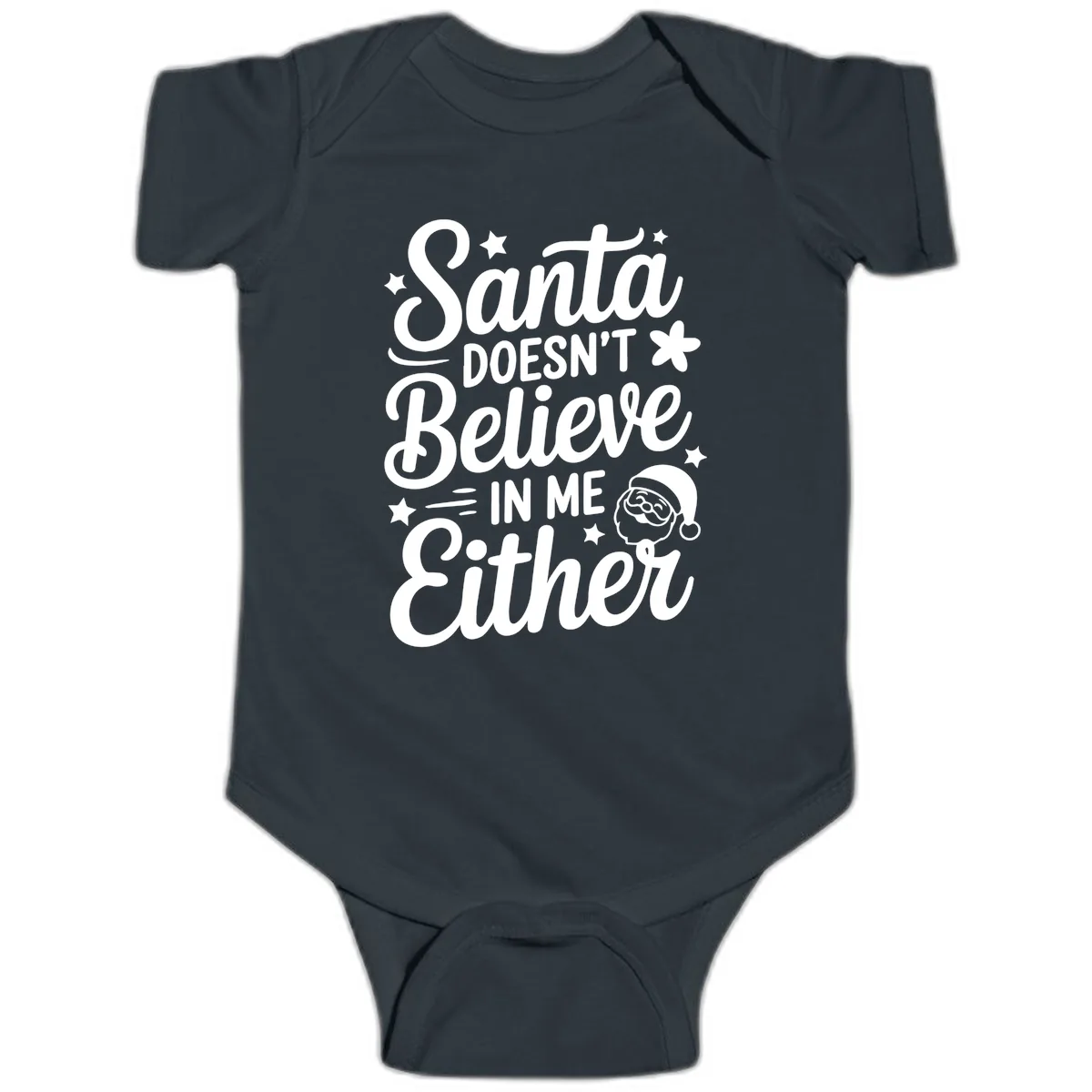 Santa Doesn't Believe In Me Baby Onesie in Black