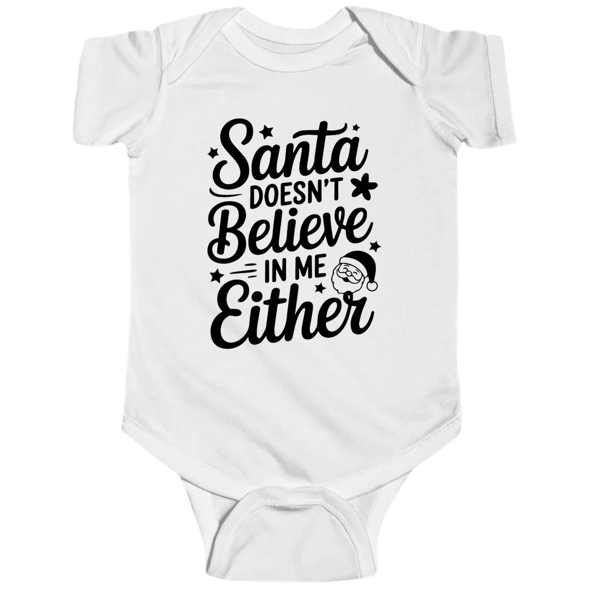 Santa Doesn't Believe In Me Baby Onesie in White