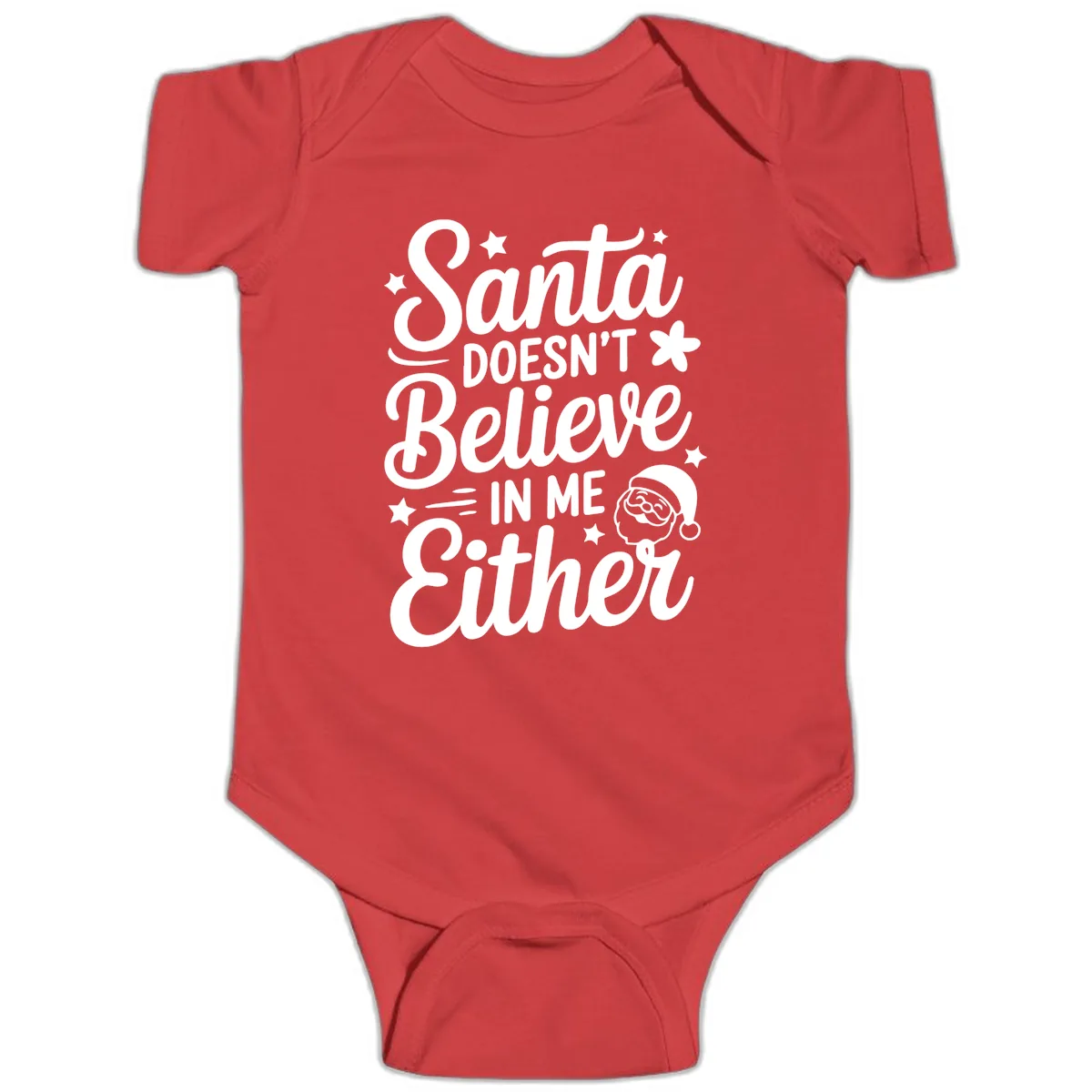 Santa Doesn't Believe In Me Baby Onesie in Red