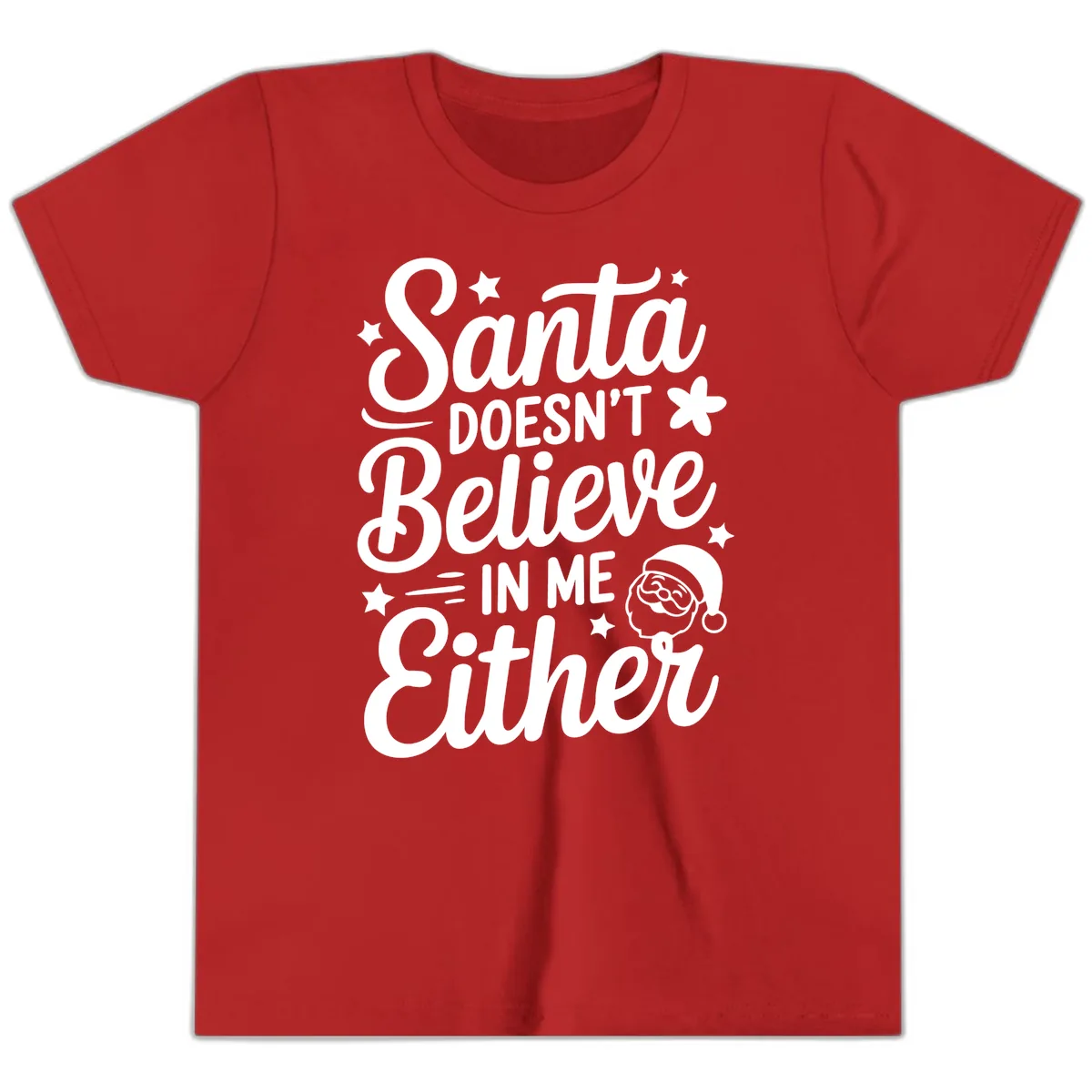 Santa Doesn't Believe In Me Youth T-Shirt in Red