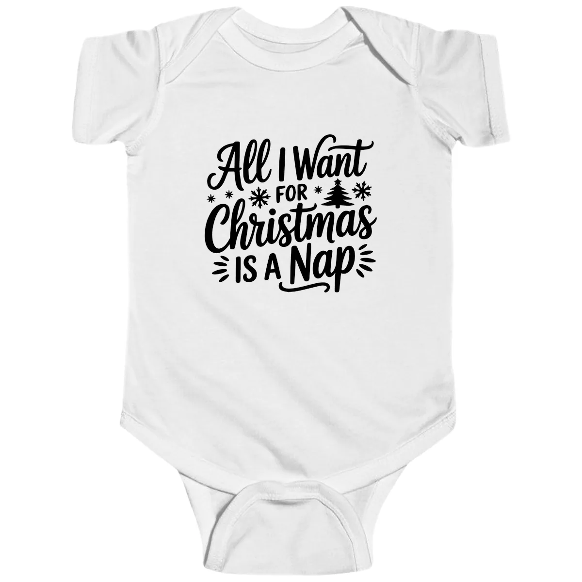 All I Want For Christmas Is A Nap Baby Onesie in White