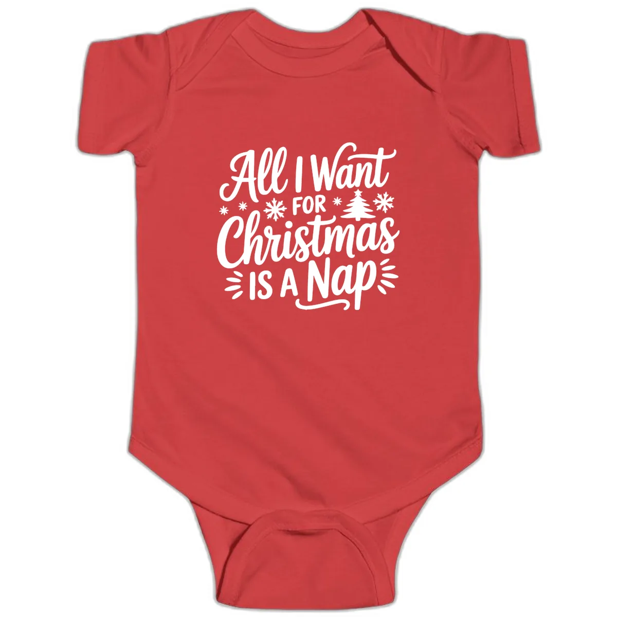 All I Want For Christmas Is A Nap Baby Onesie in Red