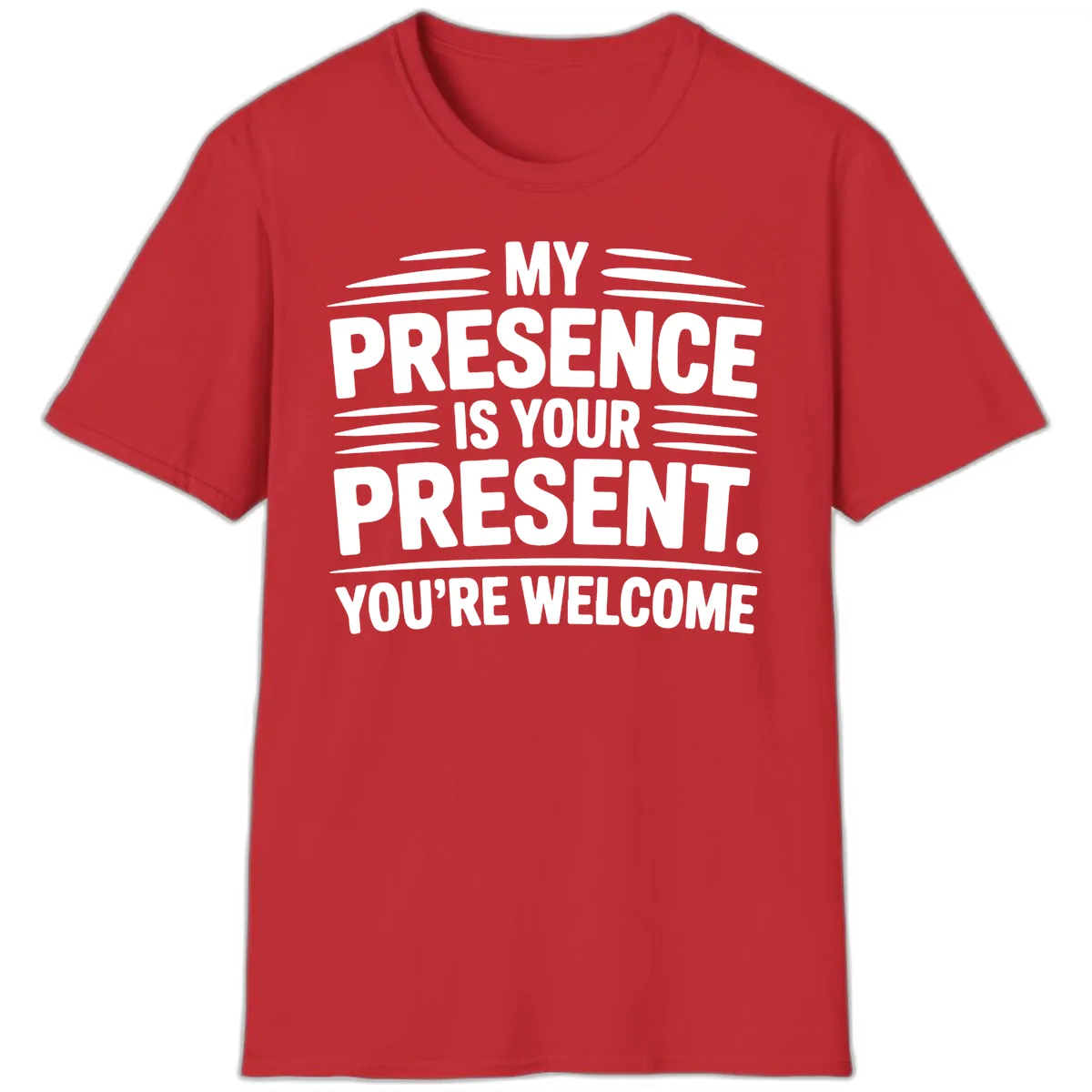 My Presence Is Your Present Typography T-Shirt in Red