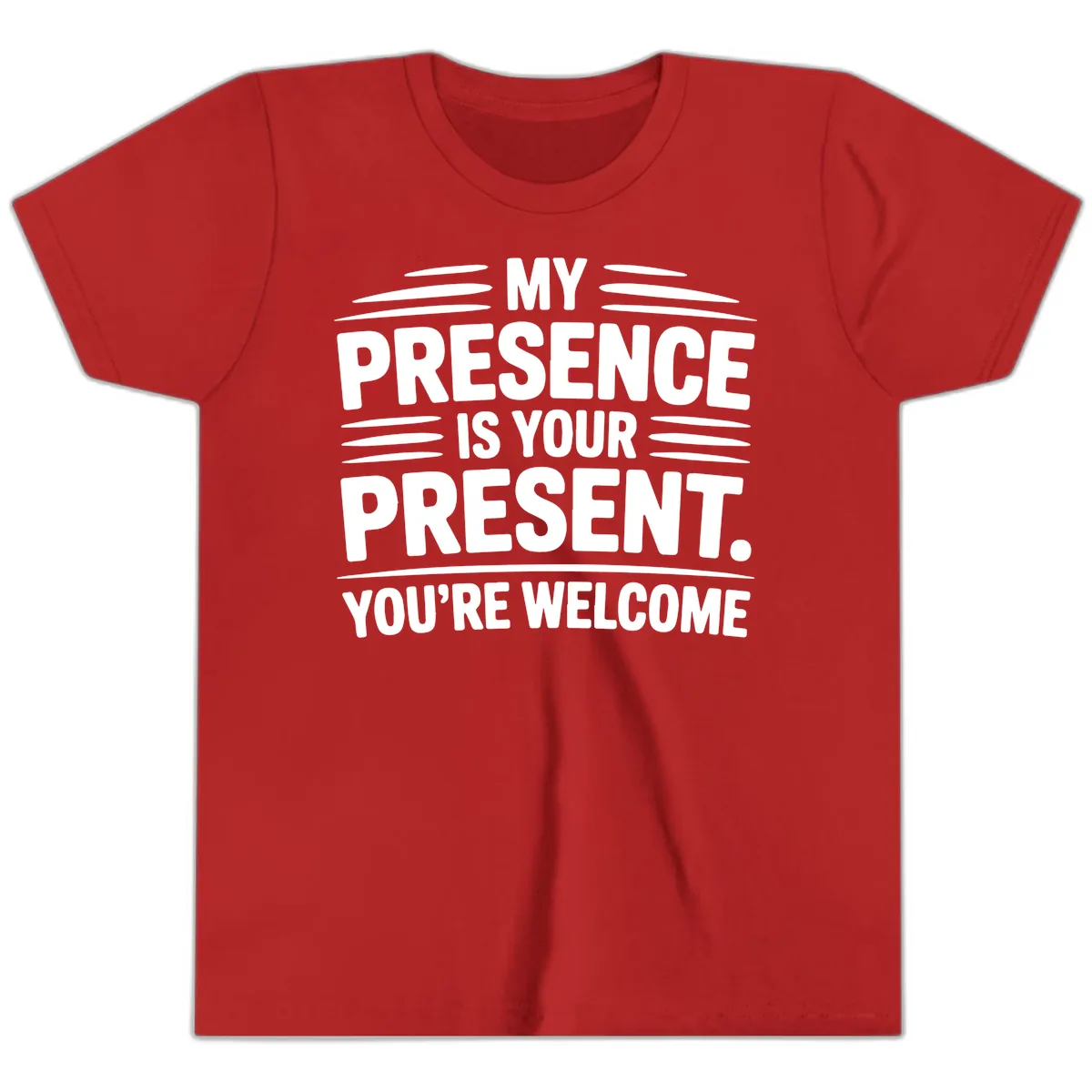My Presence Is Your Present Typography Youth T-Shirt in Red