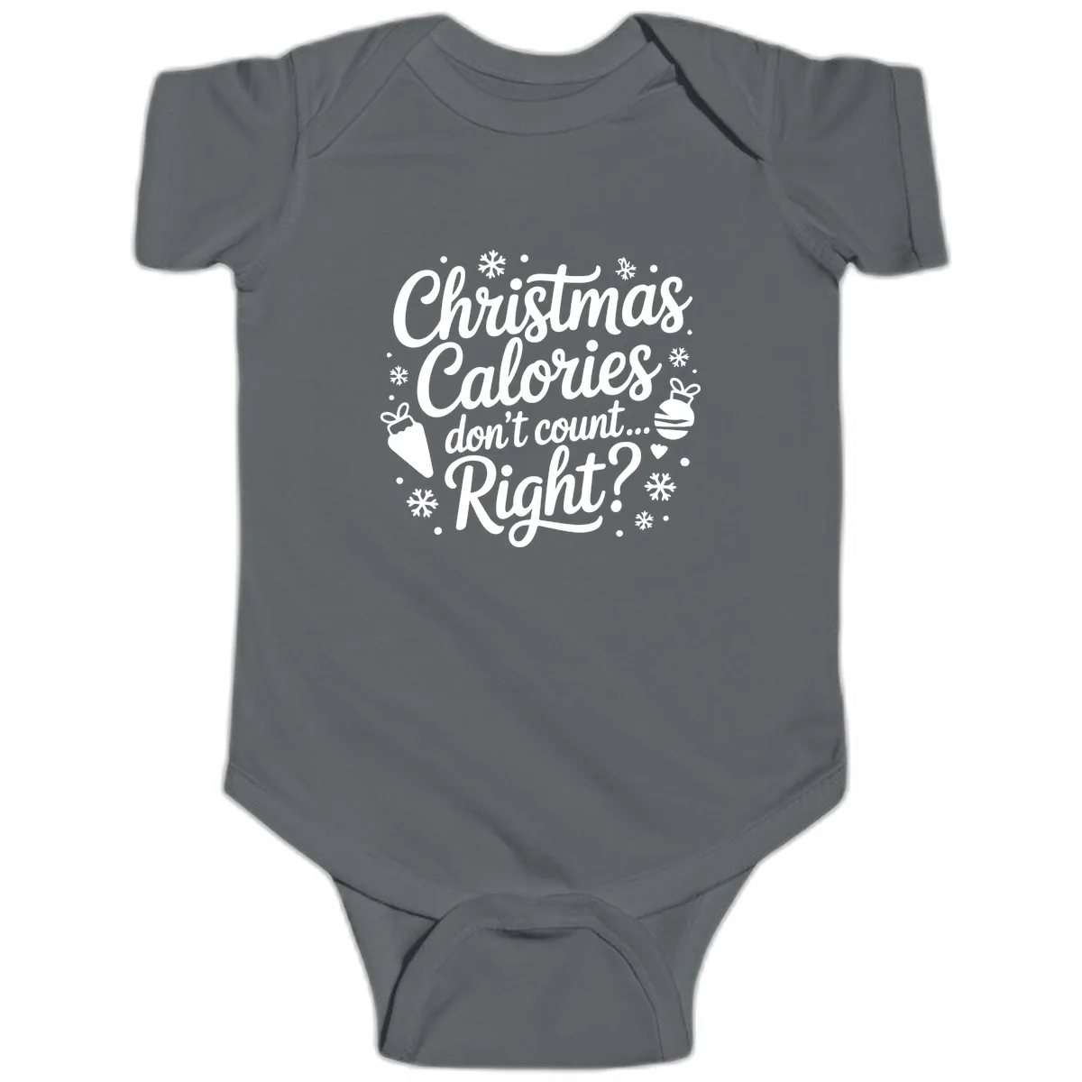 Christmas Calories Don't Count Right Baby Onesie in Charcoal