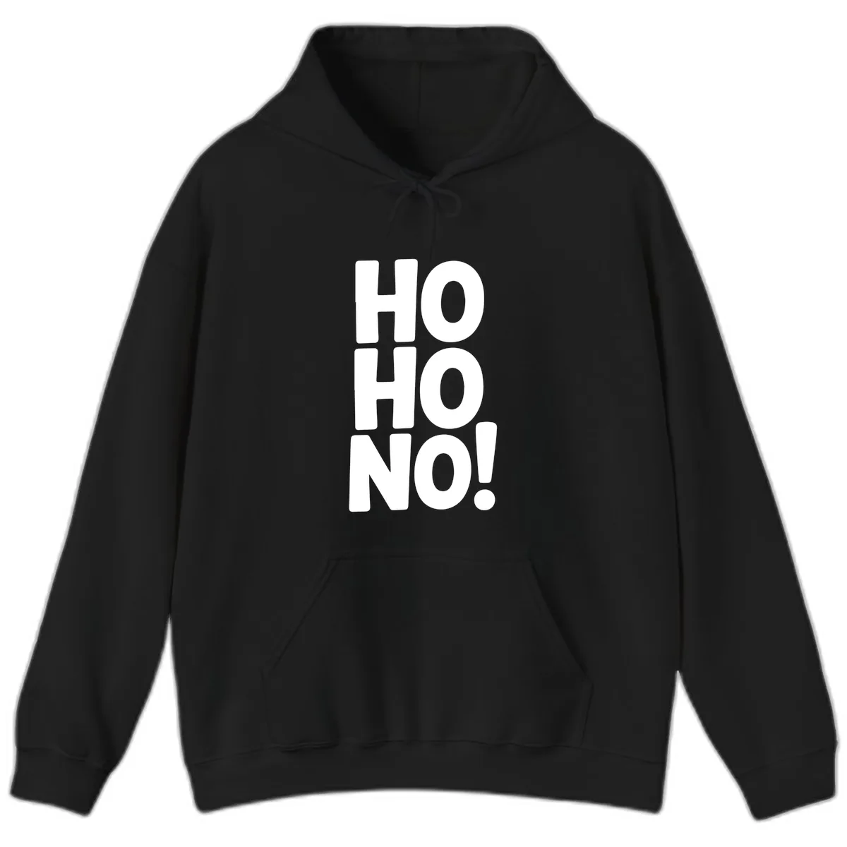 Ho Ho No Typography Design Hoodie in Black