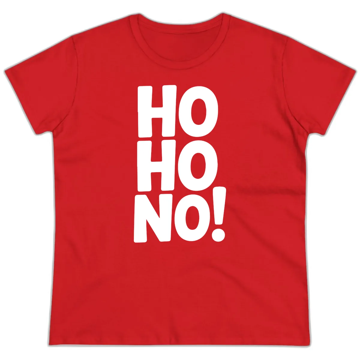 Ho Ho No Typography Design Ladies Tee in Red