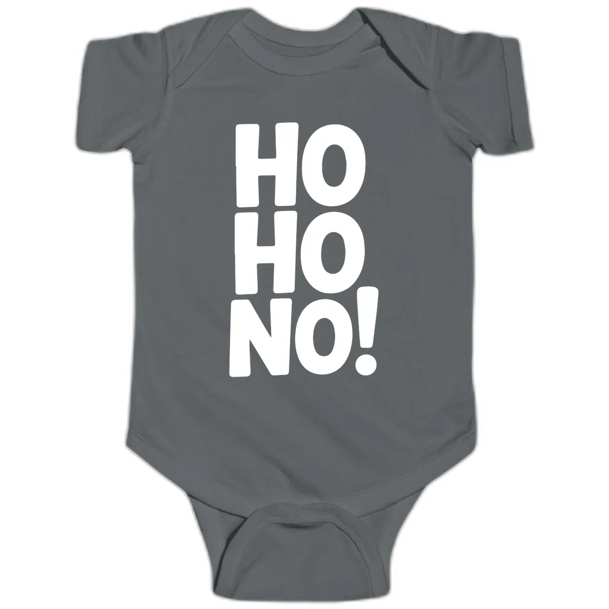 Ho Ho No Typography Design Baby Onesie in Charcoal