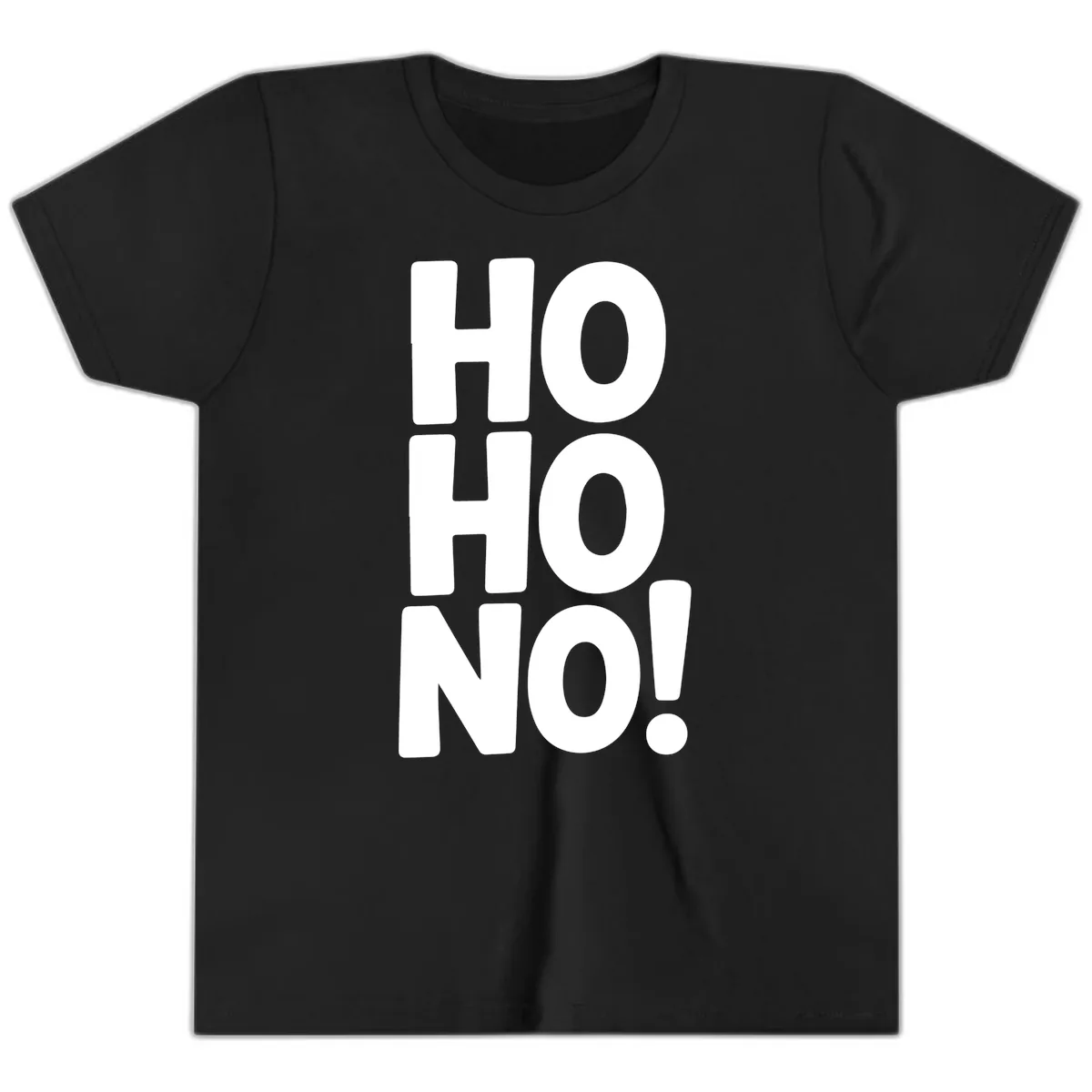 Ho Ho No Typography Design Youth T-Shirt in Black