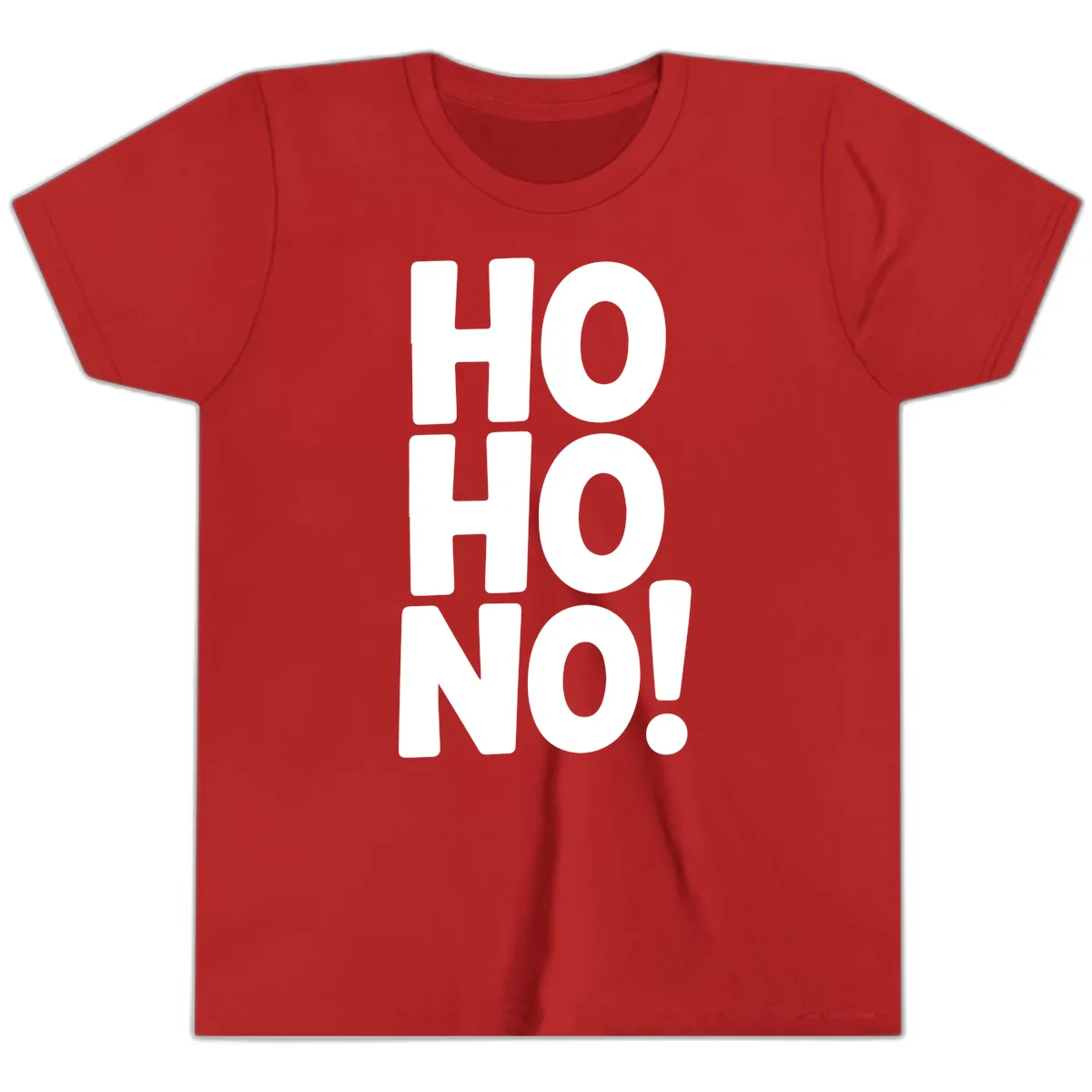 Ho Ho No Typography Design Youth T-Shirt in Red