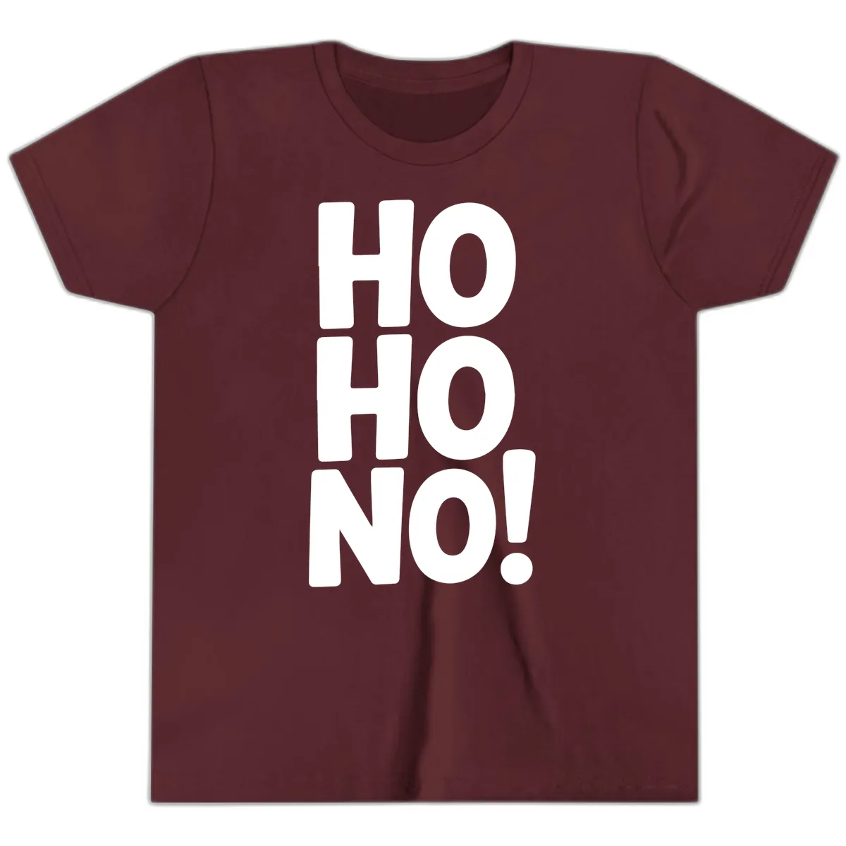Ho Ho No Typography Design Youth T-Shirt in Maroon