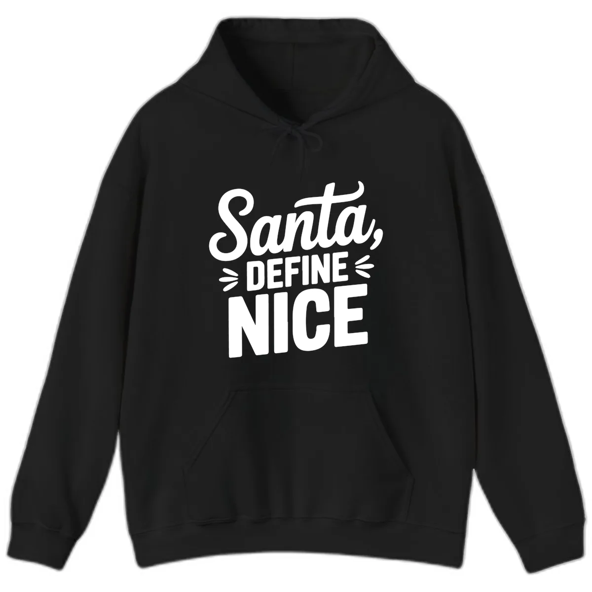 Santa Define Nice Typography Hoodie in Black